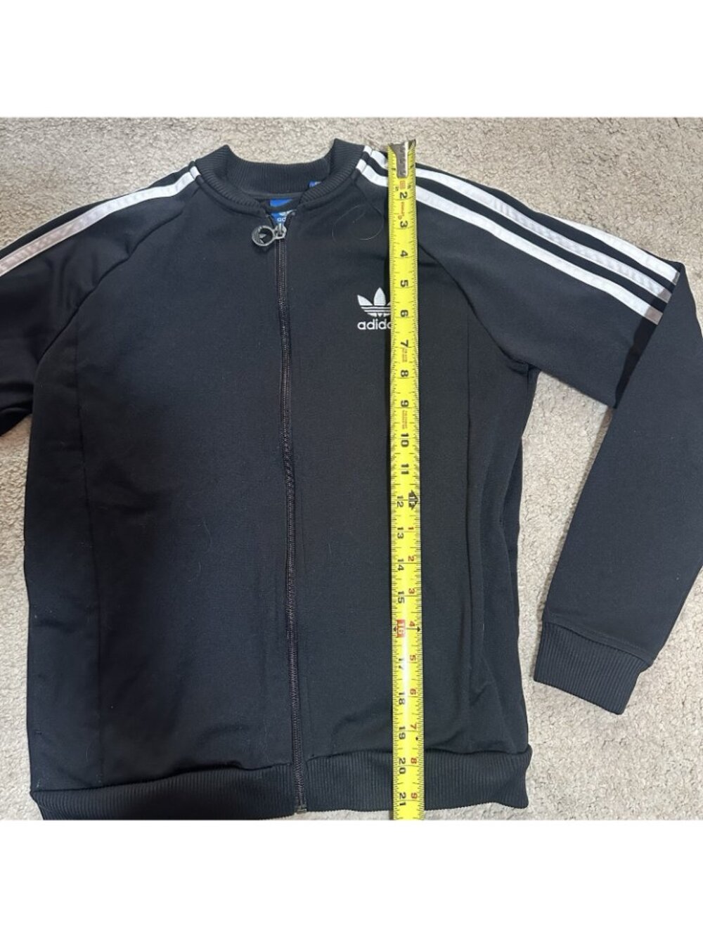 Adidas Track Jacket Girls Medium (11-12) Black With White Stripes Full Zip - Picture 3 of 12